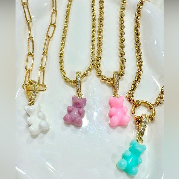 Colorful Gummy Bear Pendant Necklaces - Picture 2 of 2